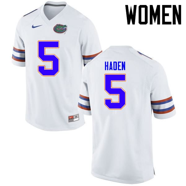 NCAA Florida Gators Joe Haden Women's #5 Nike White Stitched Authentic College Football Jersey NLA0664NP